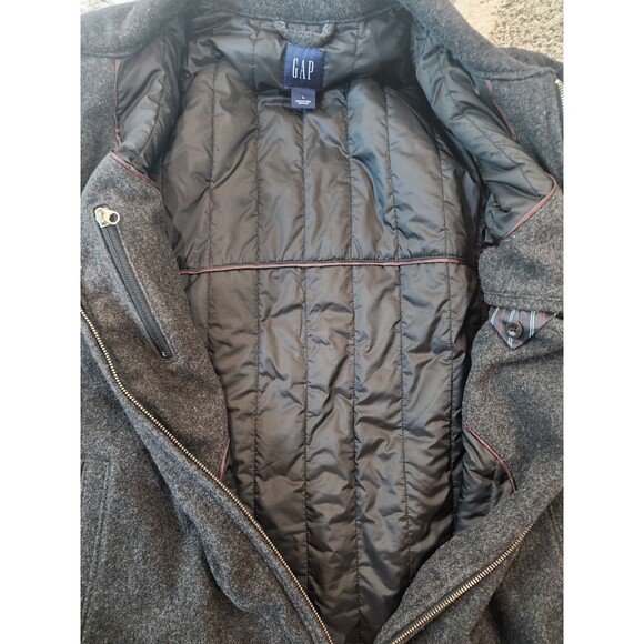Vintage Gap Bomber Jacket Men’s Large Gray Wool Blend Full Zip Pockets Y2K - Picture 10 of 15